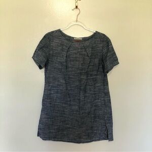 Urban Renewal Chambray Tunic Top Short Sleeve Blue Small